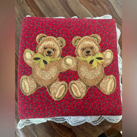 Vintage retro 80s 90s fabric Christmas bear photo album, new flaw cottagecore - Picture 1 of 4